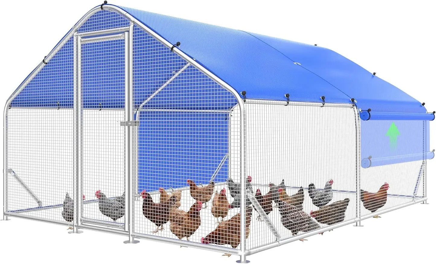 Large Metal Chicken Coop with Galvanized Hardware Cloth