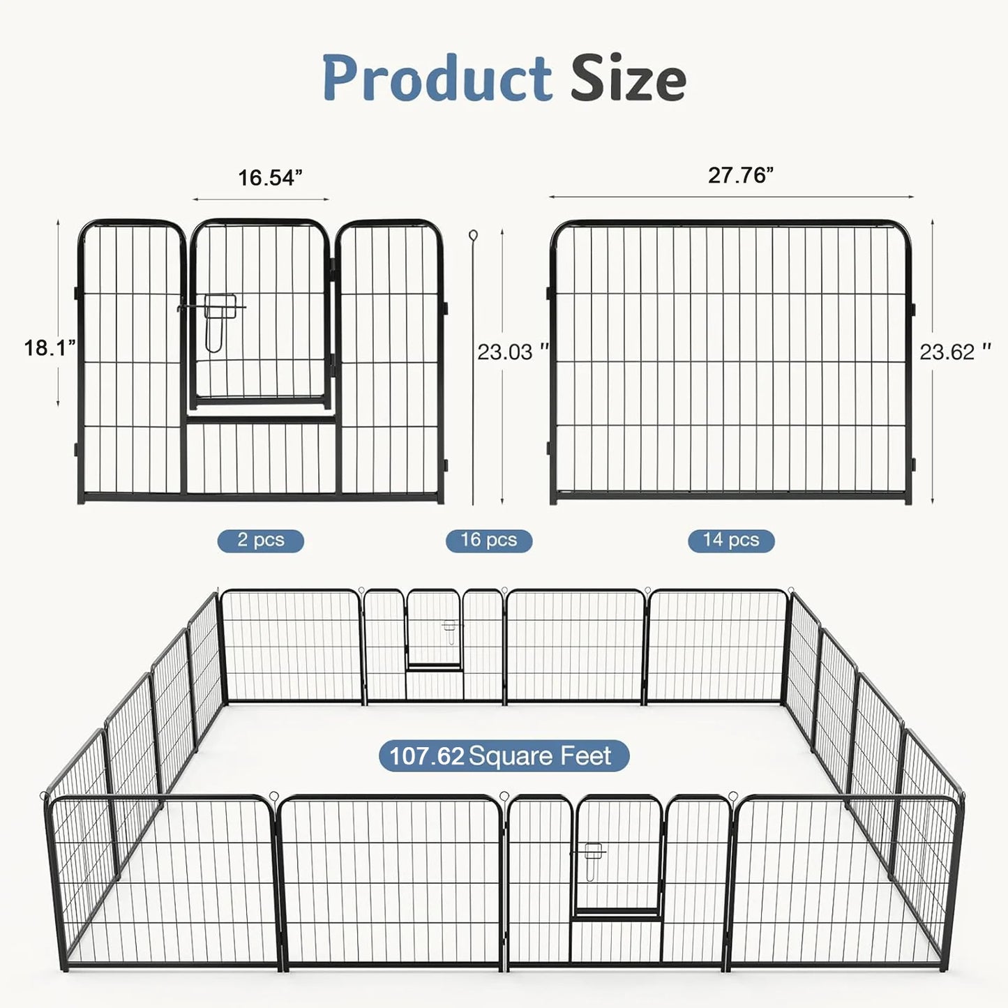 Dog Playpen Fence Metal 24 Inch to 32 Inch