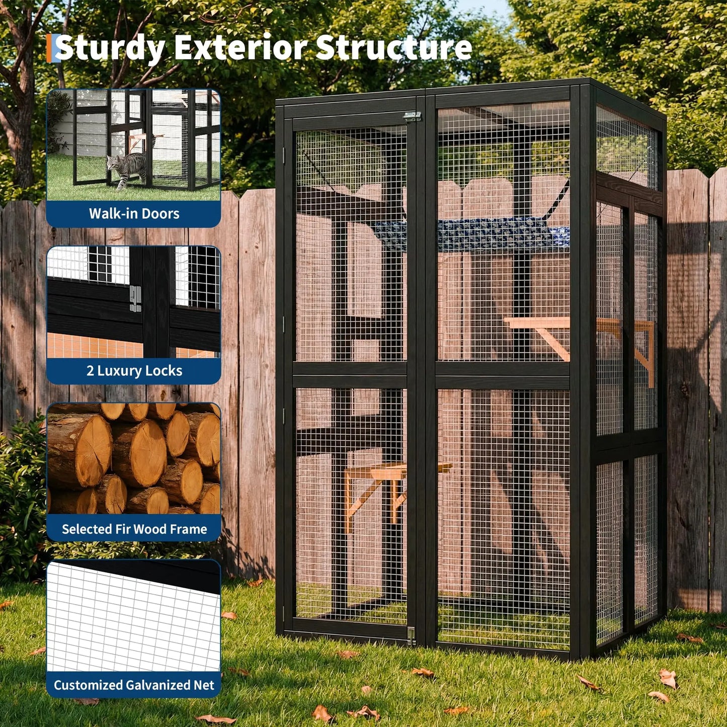 Large Wooden Catio Outdoor Cat Enclosure