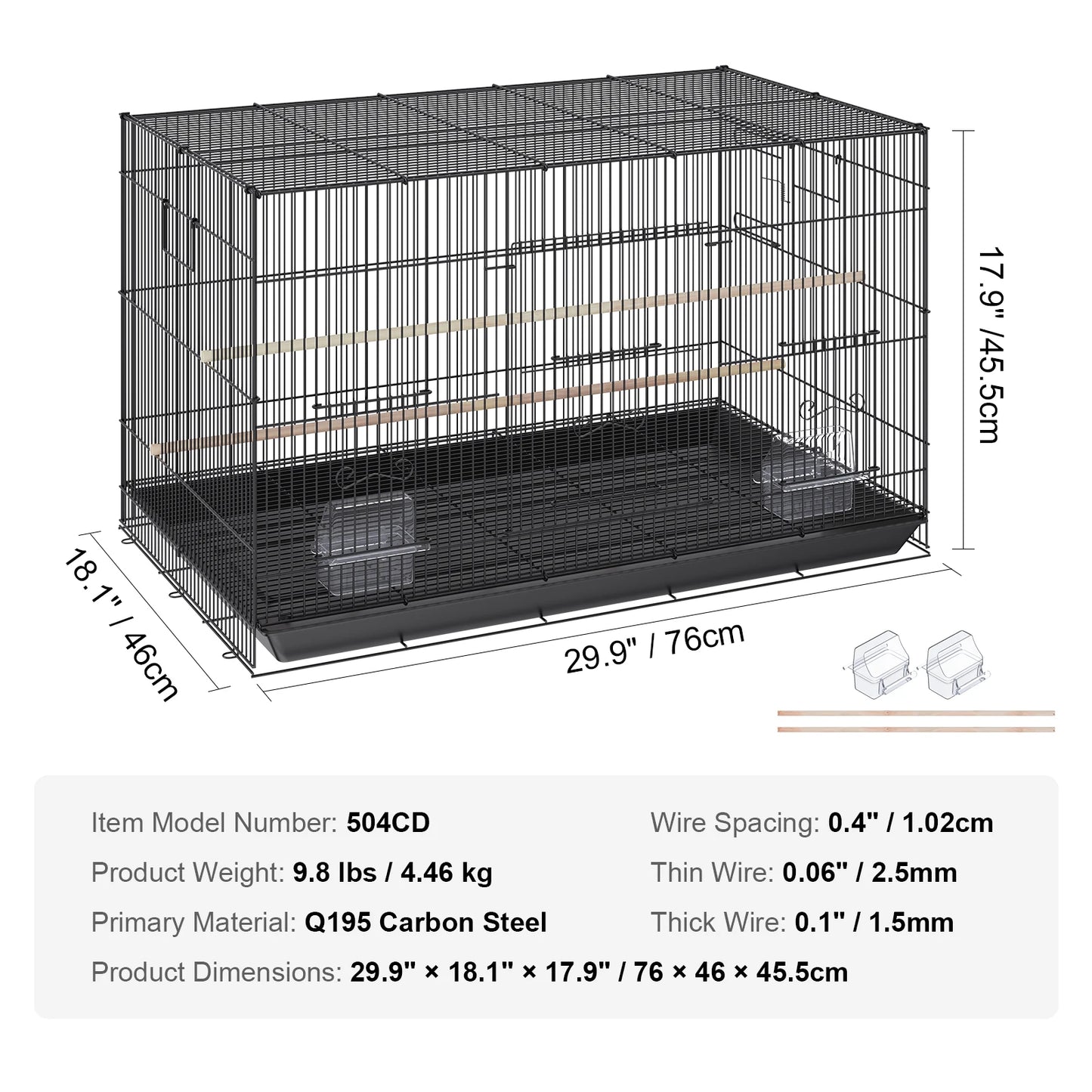 30inch Pet Bird Cage Metal Large Parakeet Cages