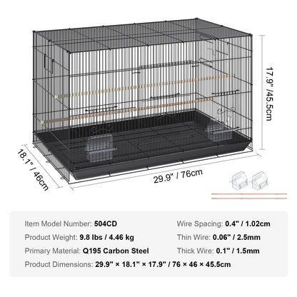 30inch Pet Bird Cage Metal Large Parakeet Cages
