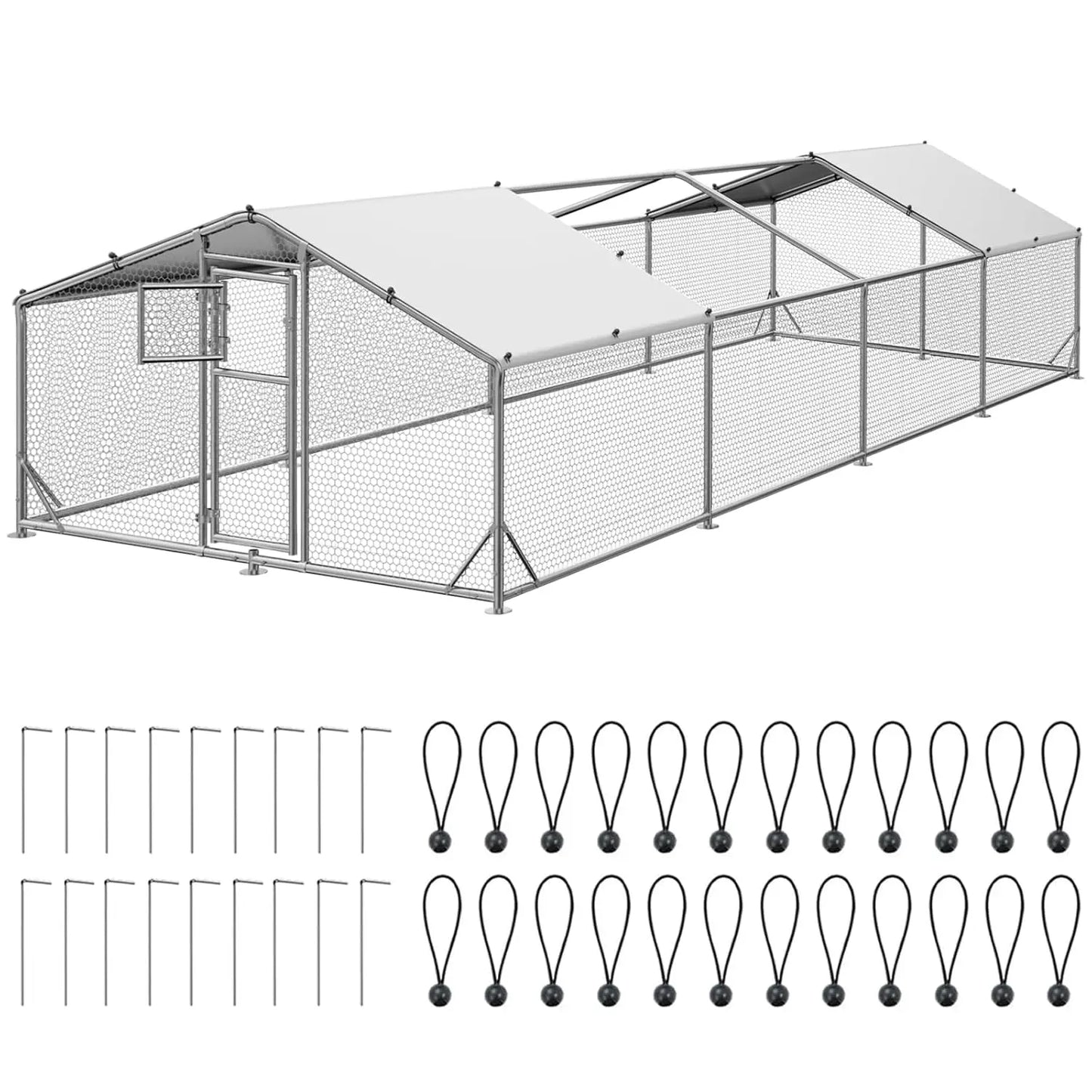 26x10x6.5FT Metal Chicken Coop Run with Cover