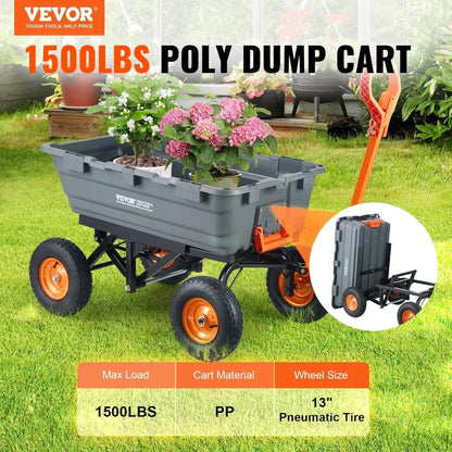 1500lbs Heavy Duty Garden Dump Cart