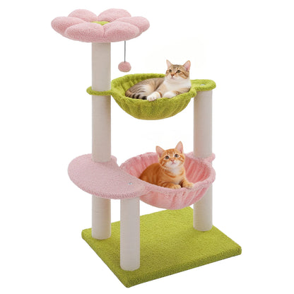 Flower Cat Tree with 2 Cozy Hammocks