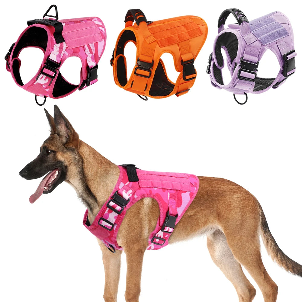 Military Pink Camouflage Dog Harness For Large Medium
