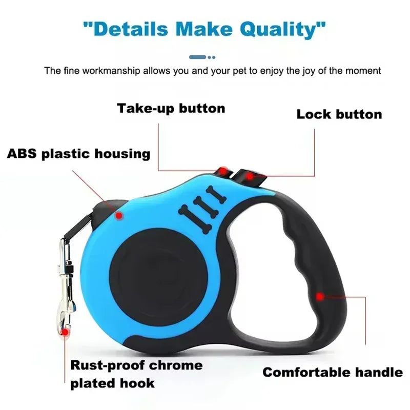 Retractable Dog Leash Outdoor Nylon Braided Rope