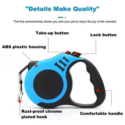 Retractable Dog Leash Outdoor Nylon Braided Rope