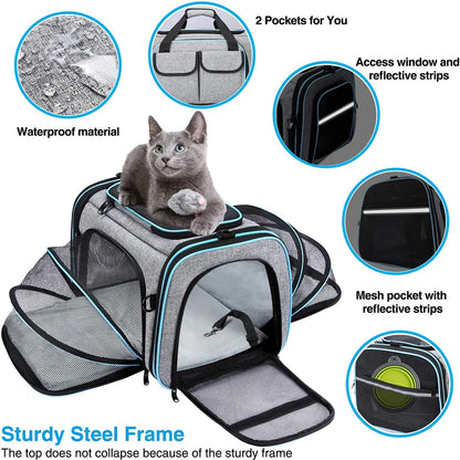 Airline-Approved Expandable Pet Carrier for Small Dogs & Cats
