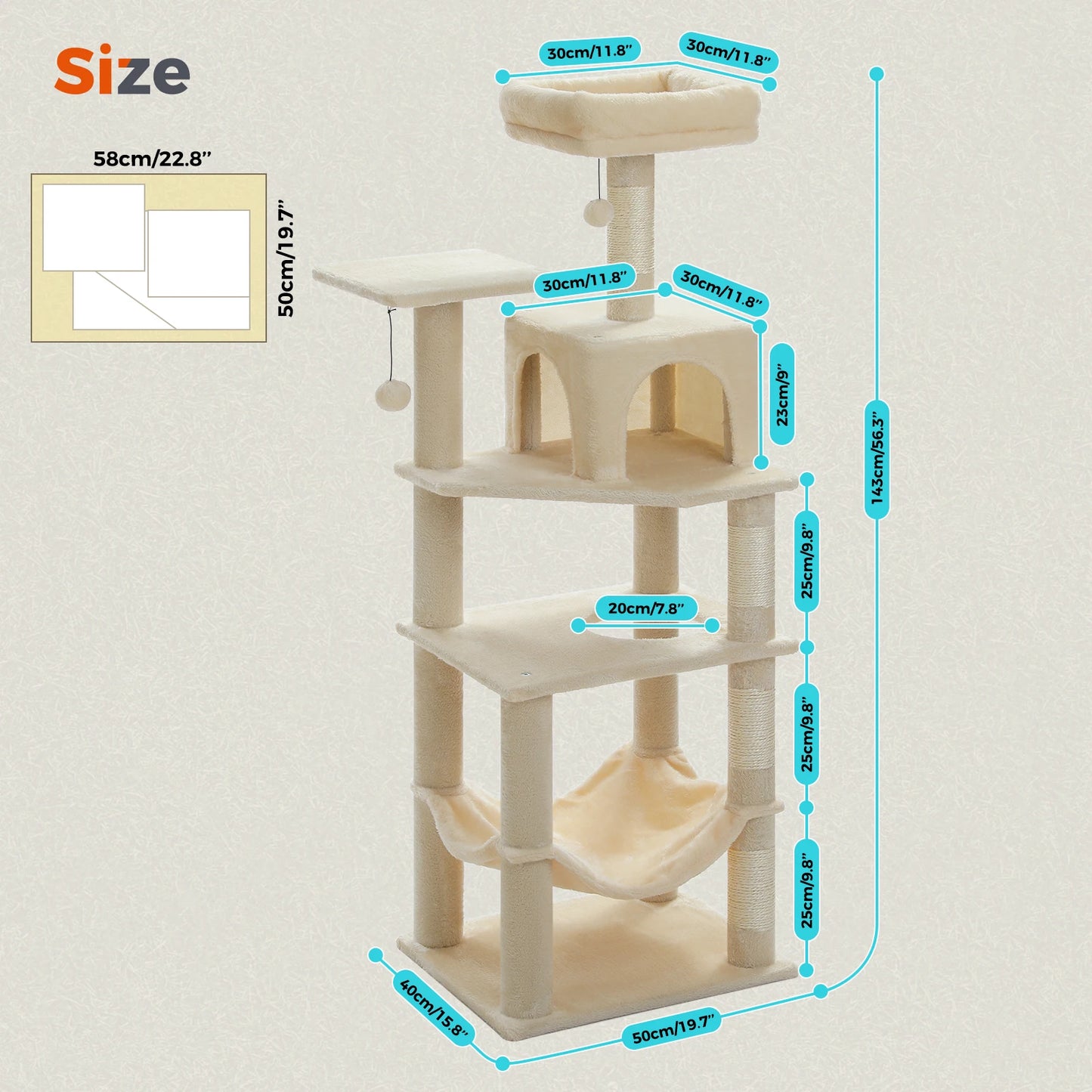 Cat Tree Tower with Private Condo, Top Perches