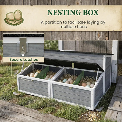 Mobile Chicken Coop with Wheels Handles Nesting Boxes