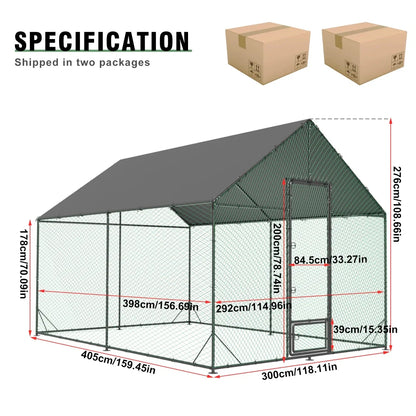 Heavy Duty XXL XL L Upgrade Chicken Coop Metal Chicken Run Walkin Poultry Habitat Cage with Nylon Netting Waterproof Cover