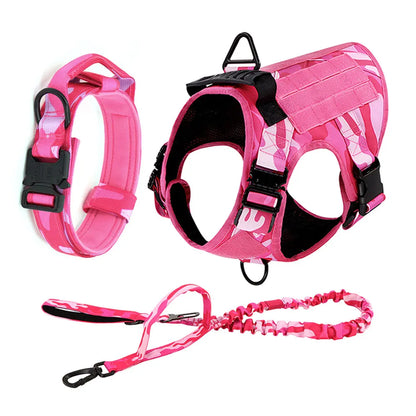 Military Pink Camouflage Dog Harness For Large Medium
