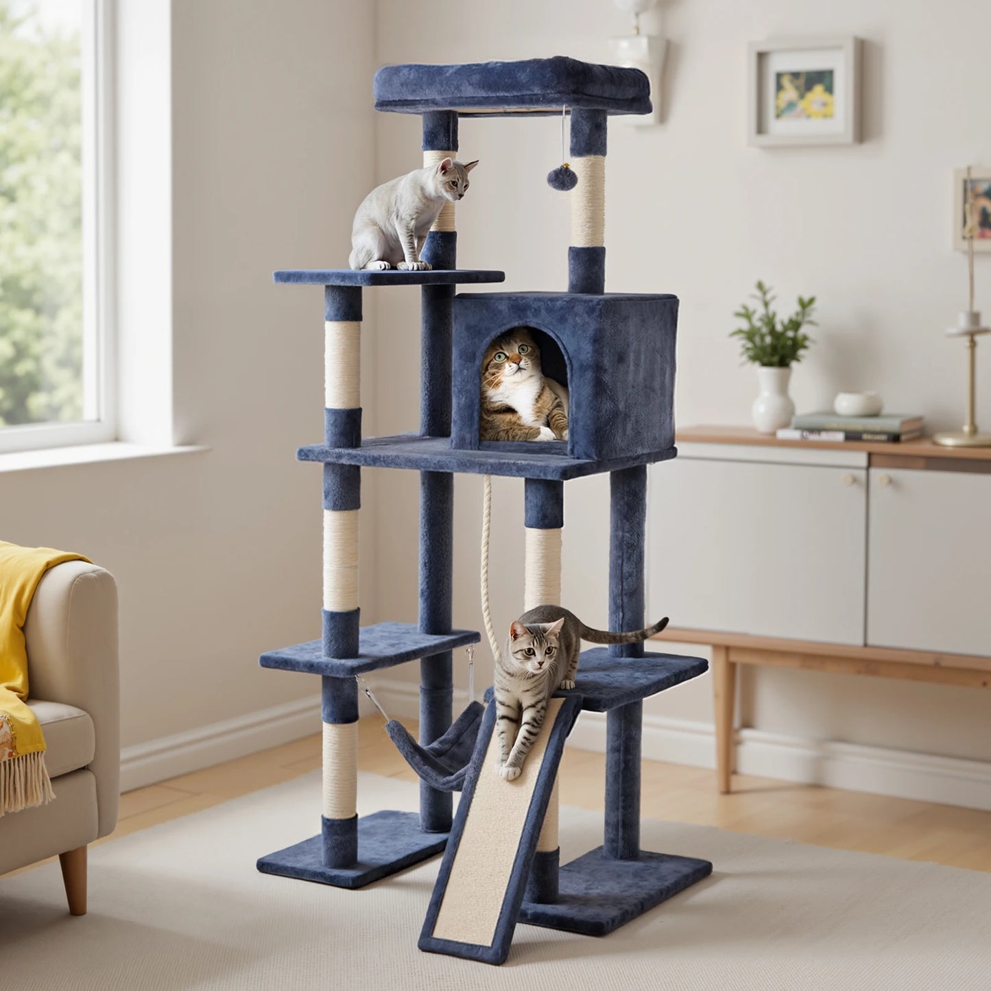 63In Cat Tree Tall Multi-Cat Climbing Tower for Pet