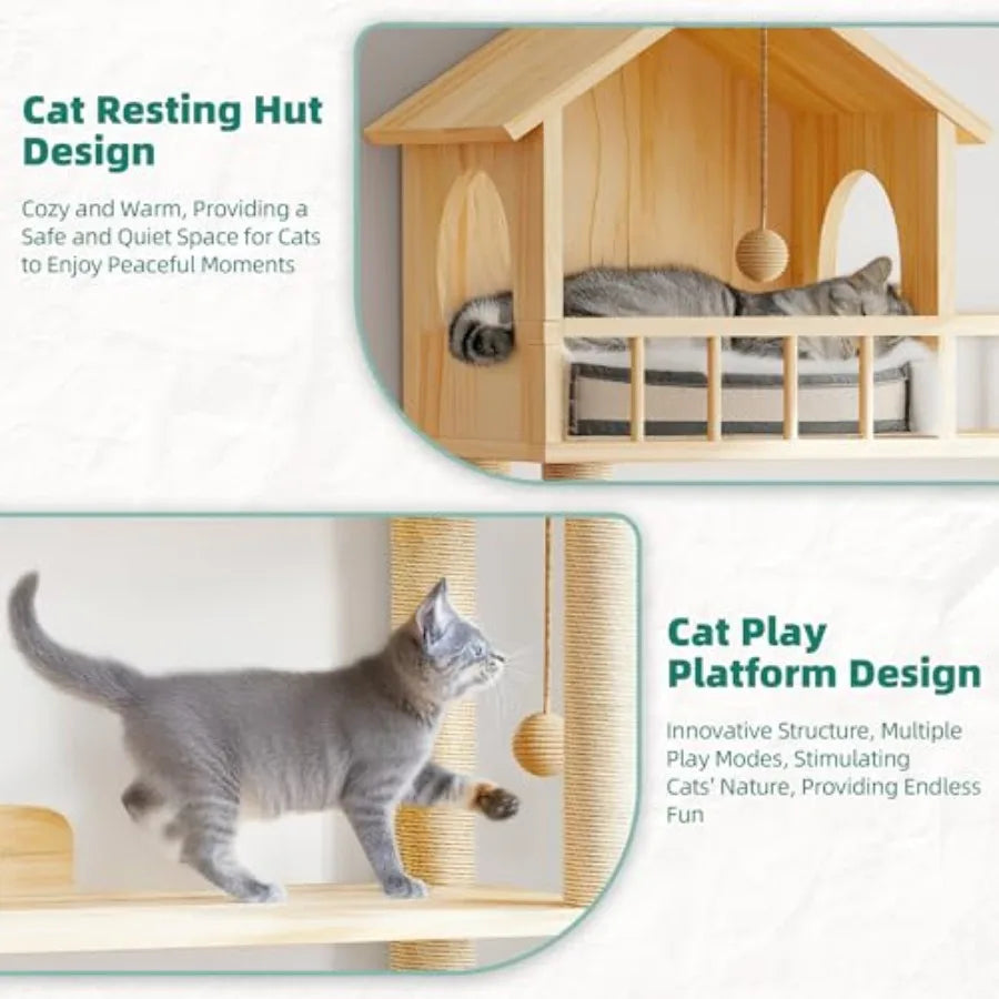 Wood Cat Tower for Automatic Litter Box