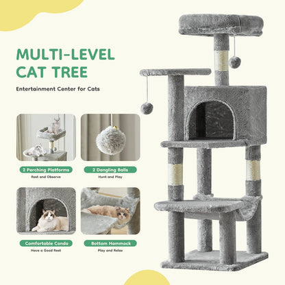 44In Cat Tree Climbing Tower, Scratching Posts, Condo, Perch