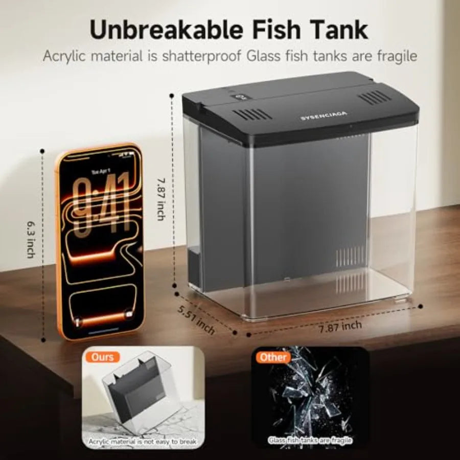 Desktop Fish Tank, 1.2 Gallon Self-Cleaning