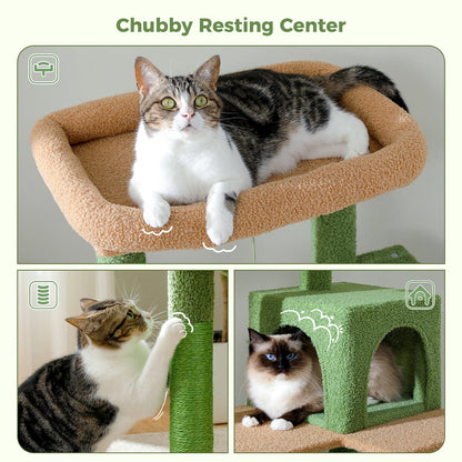Cactus Cat Tree Tower w/ Metal Hammock