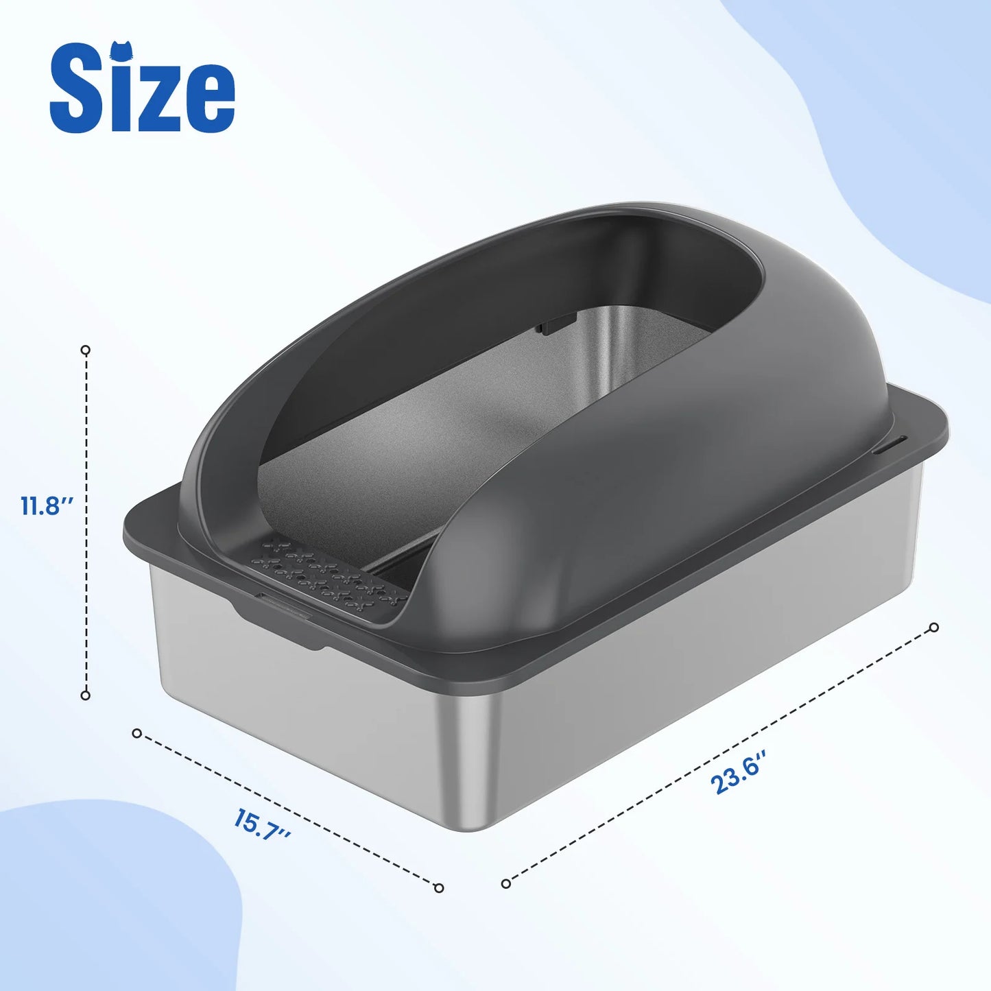 Stainless 24IN Steel Cat Litter Box with Lid Large Cat