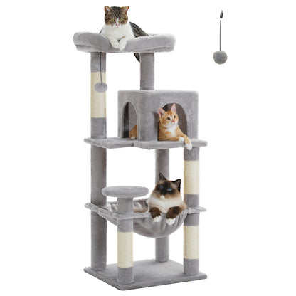 Cat Tree Tower with Metal Frame Hammock, Condo