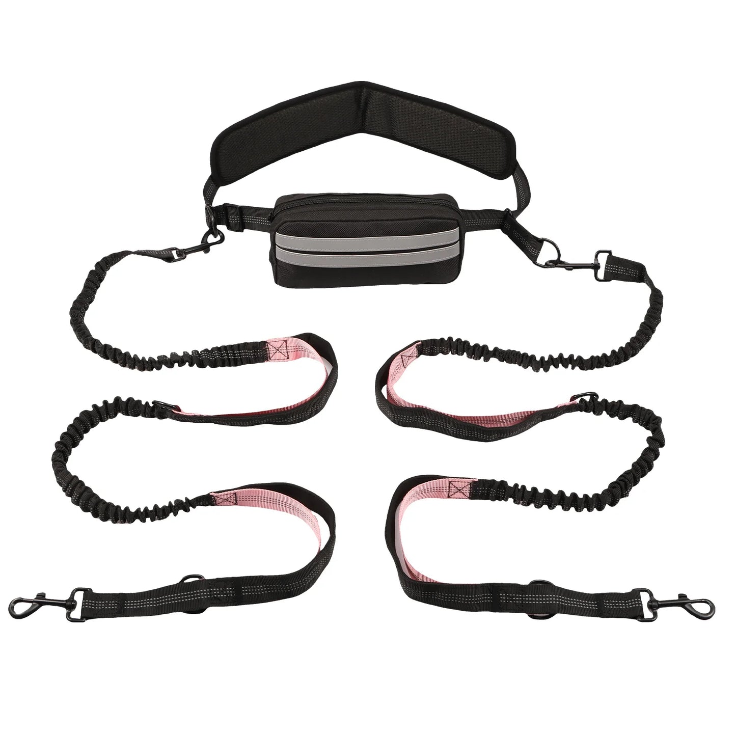 Hands Free Reflective Dog Leash Waist Bag Retractable