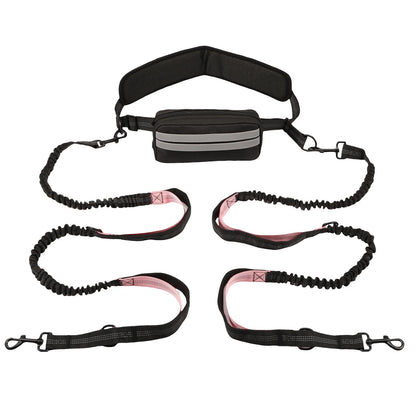 Hands Free Reflective Dog Leash Waist Bag Retractable