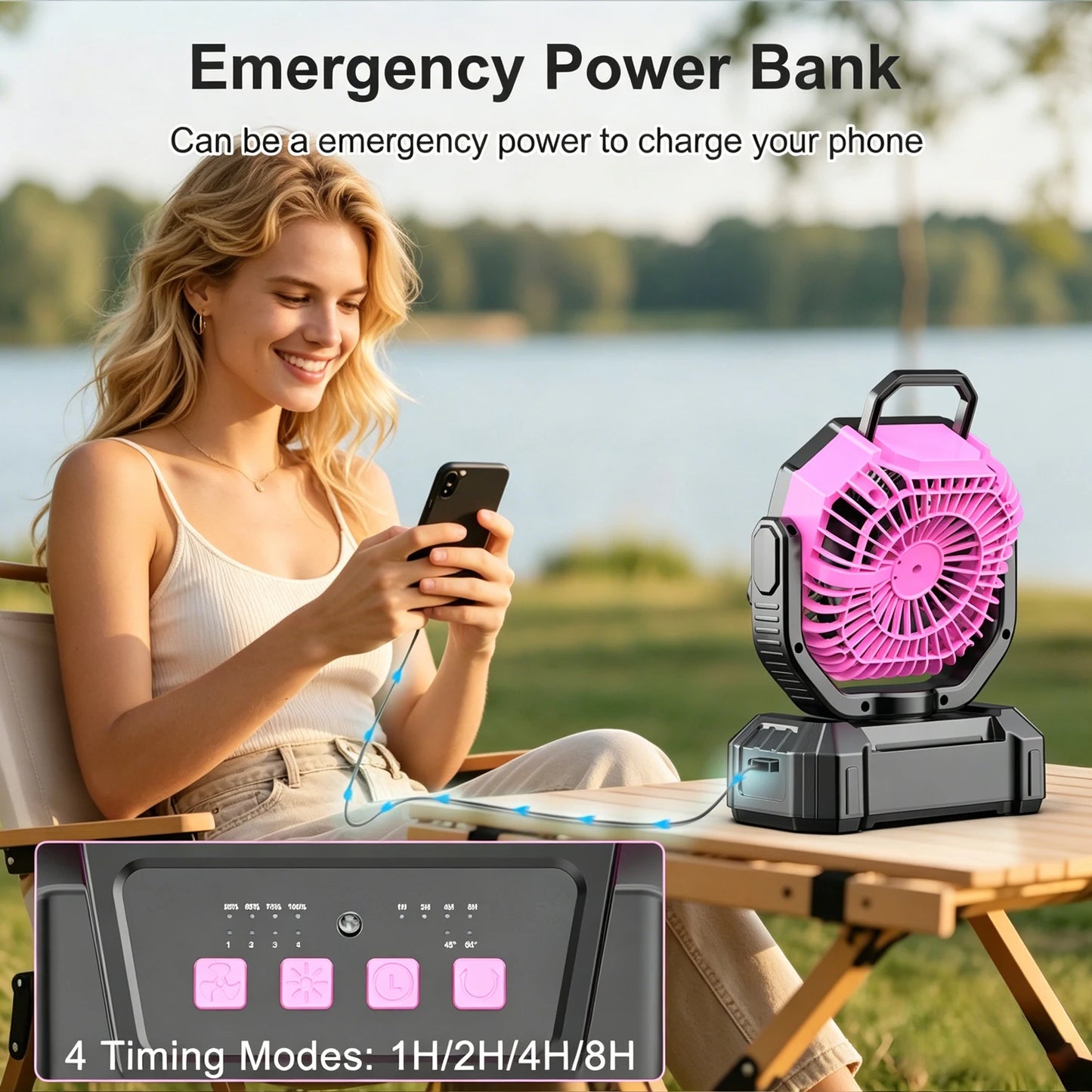 Camping Fan, Remote & LED Lantern for Tent
