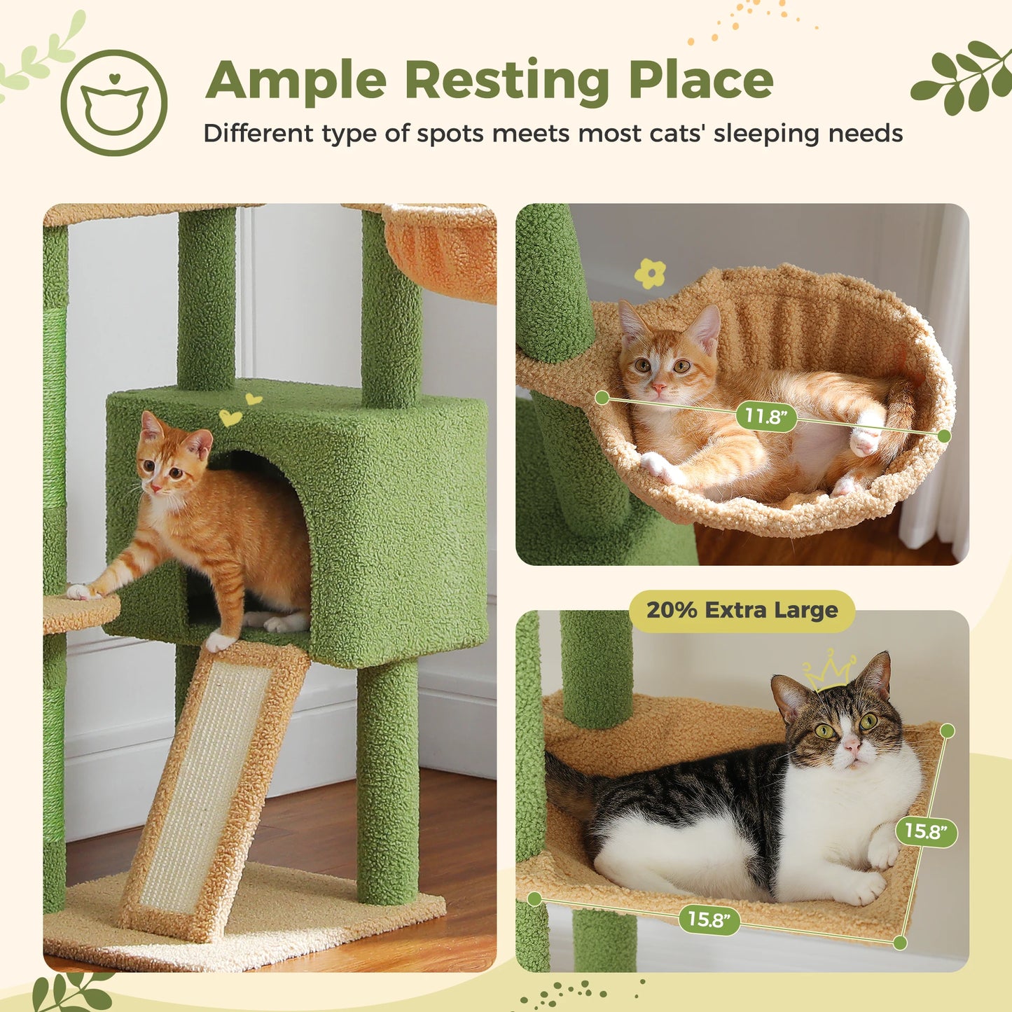 Cactus Cat Tree Floor to Ceiling Cat Tower
