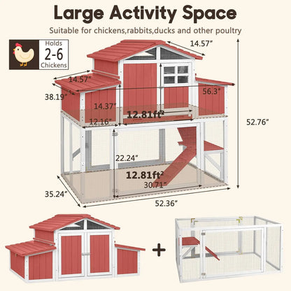 Wooden Chicken Coop 4 Nest Box Waterproof Roof