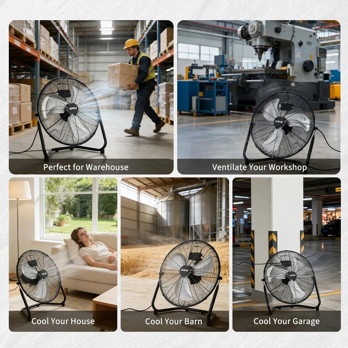 18/20 Inch Floor Fan, 3 Speeds 4800 CFM High Velocity