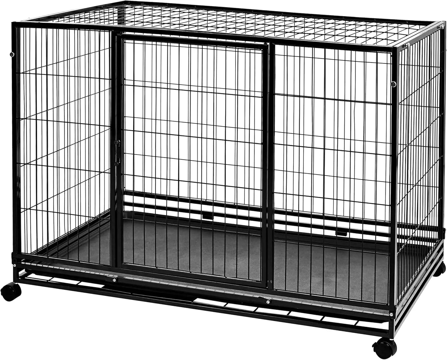 Portable Stackable Dog Kennel, Black, 48.2" L x 37.8" W x 42.5" H