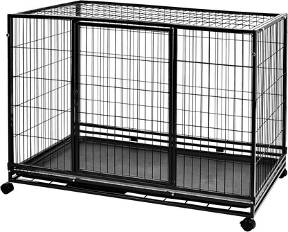 Portable Stackable Dog Kennel, Black, 48.2" L x 37.8" W x 42.5" H