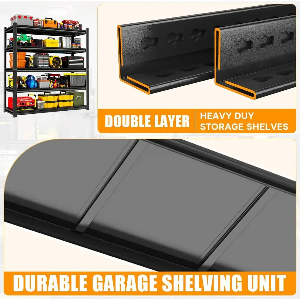 72" H X 48" W X 24" D Heavy Duty Garage Shelving Unit 5 Tier