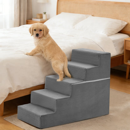 3-5 Step Right Angled Foam Dog Stairs Washable