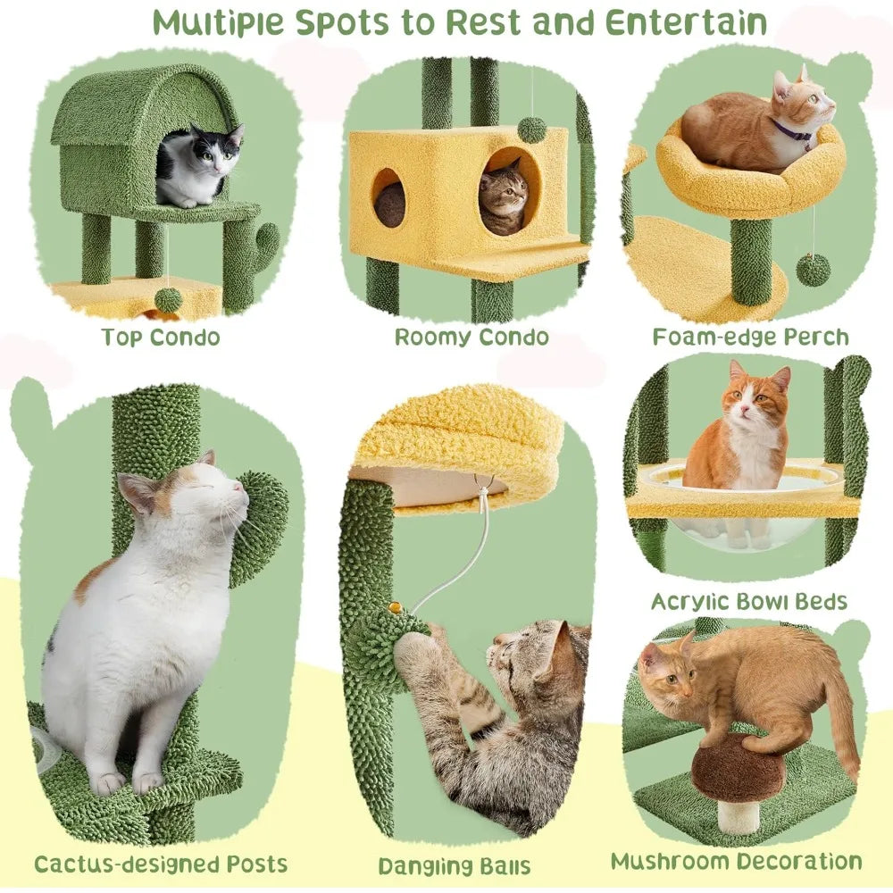 68.5in Cactus Cat Tree, Multi-Level Tower