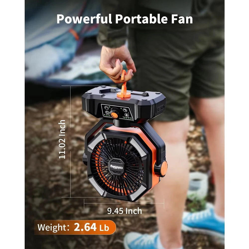 Camping Fan with 4 LED Lantern 8 Speeds