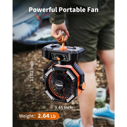 Camping Fan with 4 LED Lantern 8 Speeds
