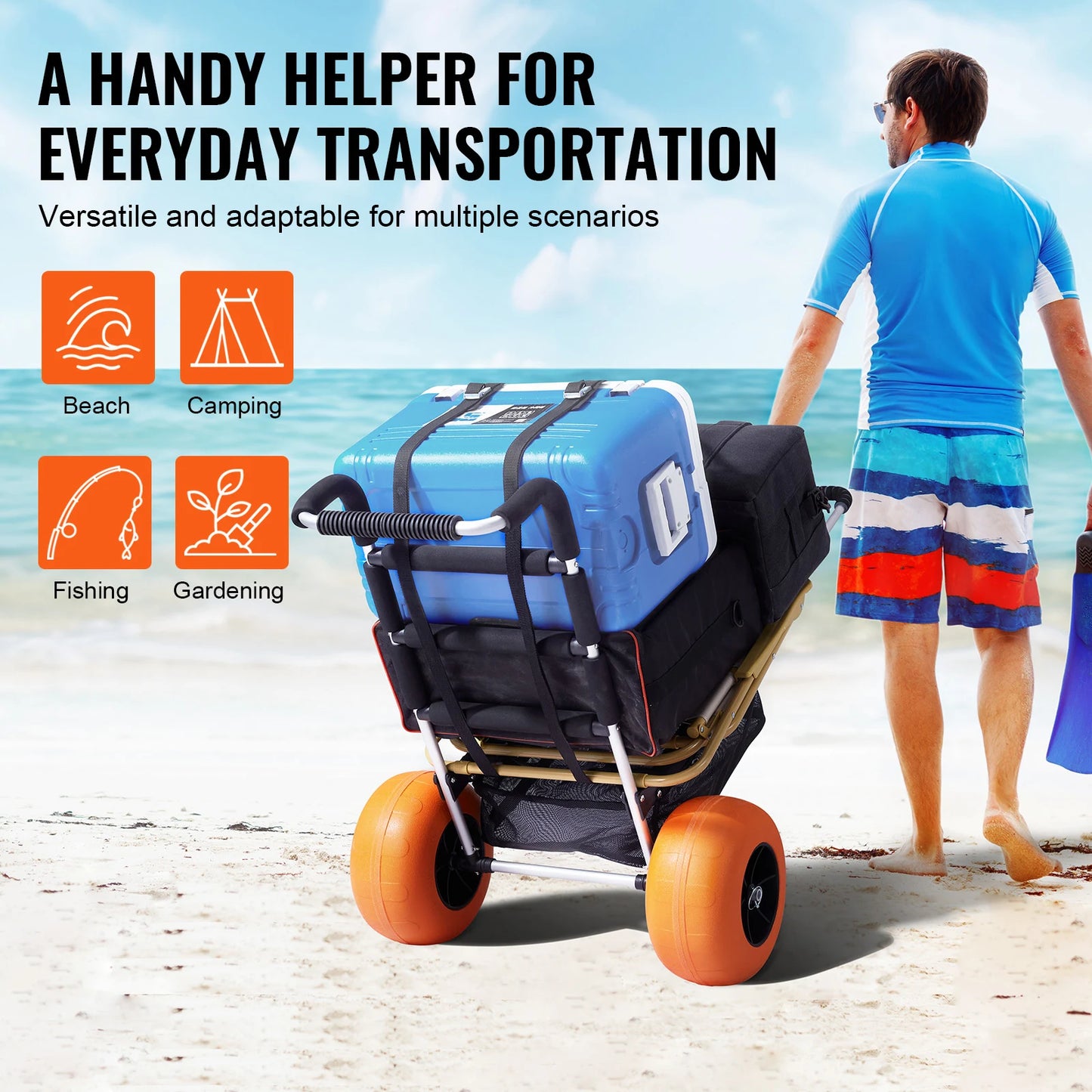 Beach Dolly with Big Wheels for Sand 165LBS