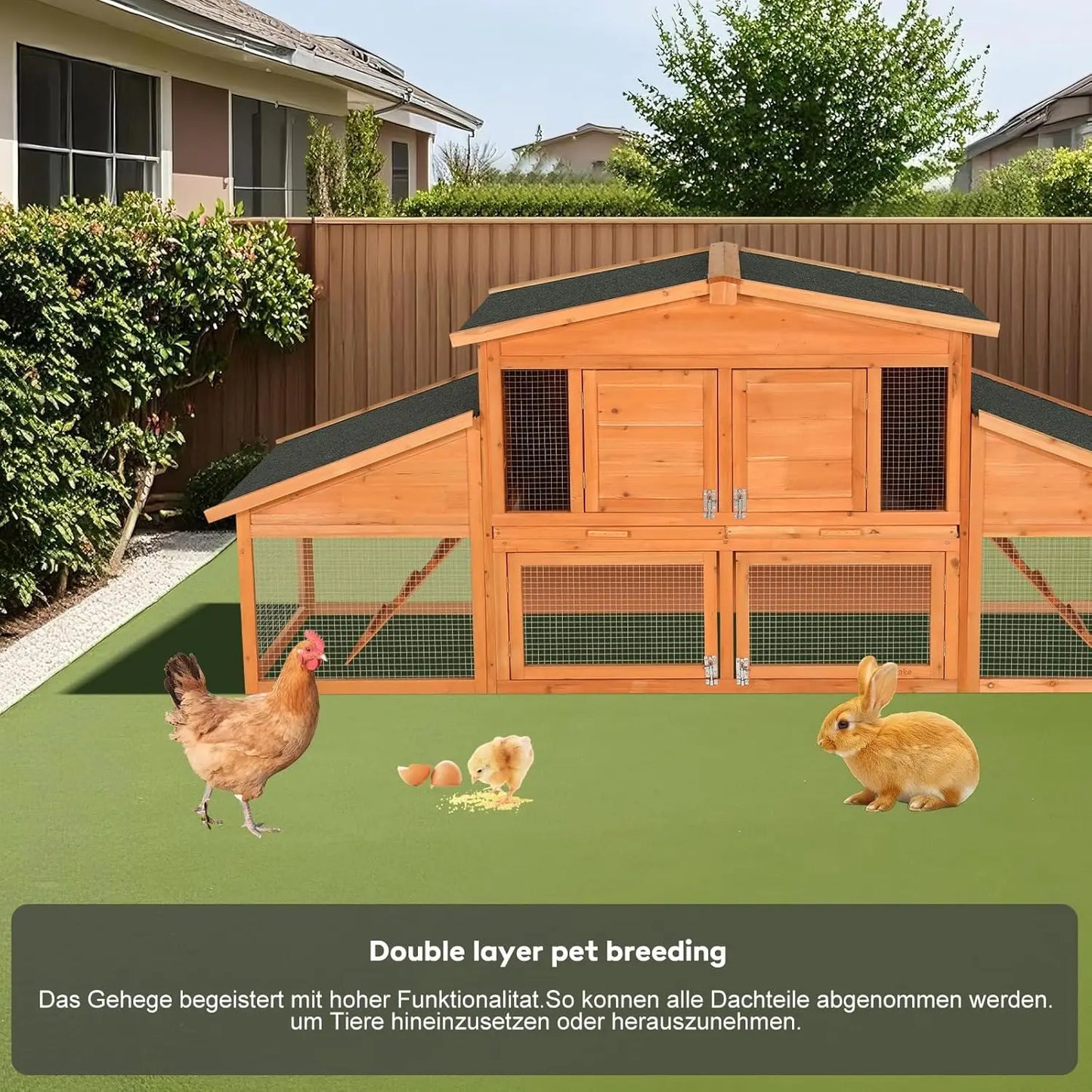 Weatherproof Wooden Chicken Coop with Run