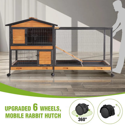 2-Story Rabbit Hutch with Full Metal Frame - 62"