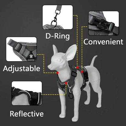 Pet Harness and Leash Set Reflective Walking Puppy Vest