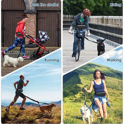 Hands Free Reflective Dog Leash Waist Bag Retractable