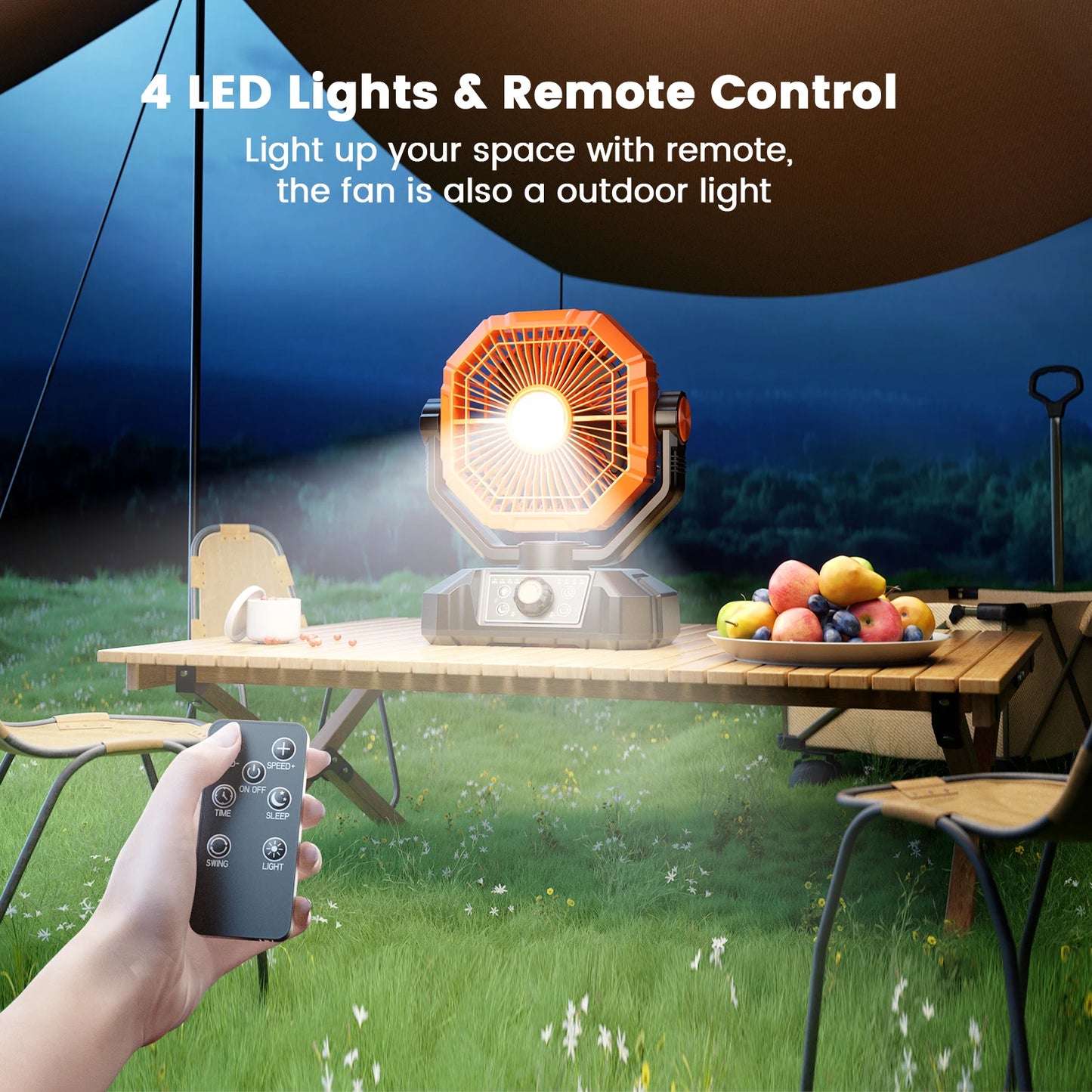 20000mAh Camping Fan with LED Lantern
