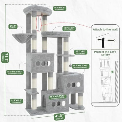 Cat Tree for 20lbs + 71.7'' Heavy Duty