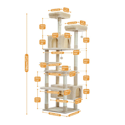 Cat Tree Tower W/ Scratching Posts& Hammock, Condo, Perch, Dangling Balls