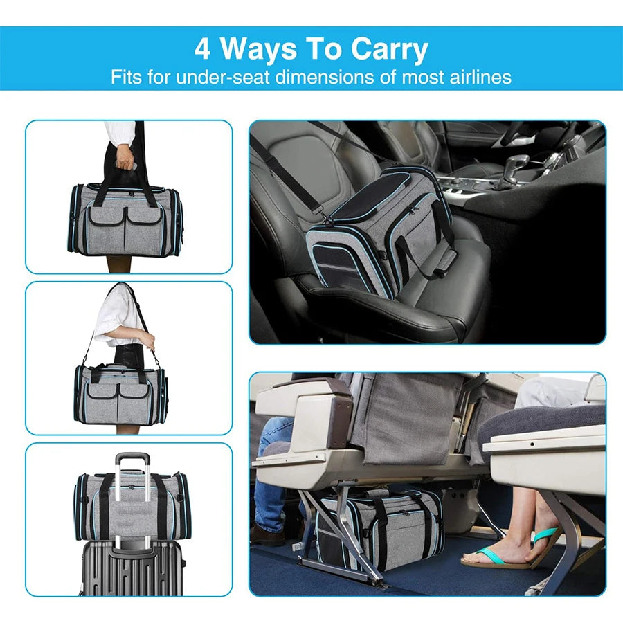 Airline-Approved Expandable Pet Carrier for Small Dogs & Cats