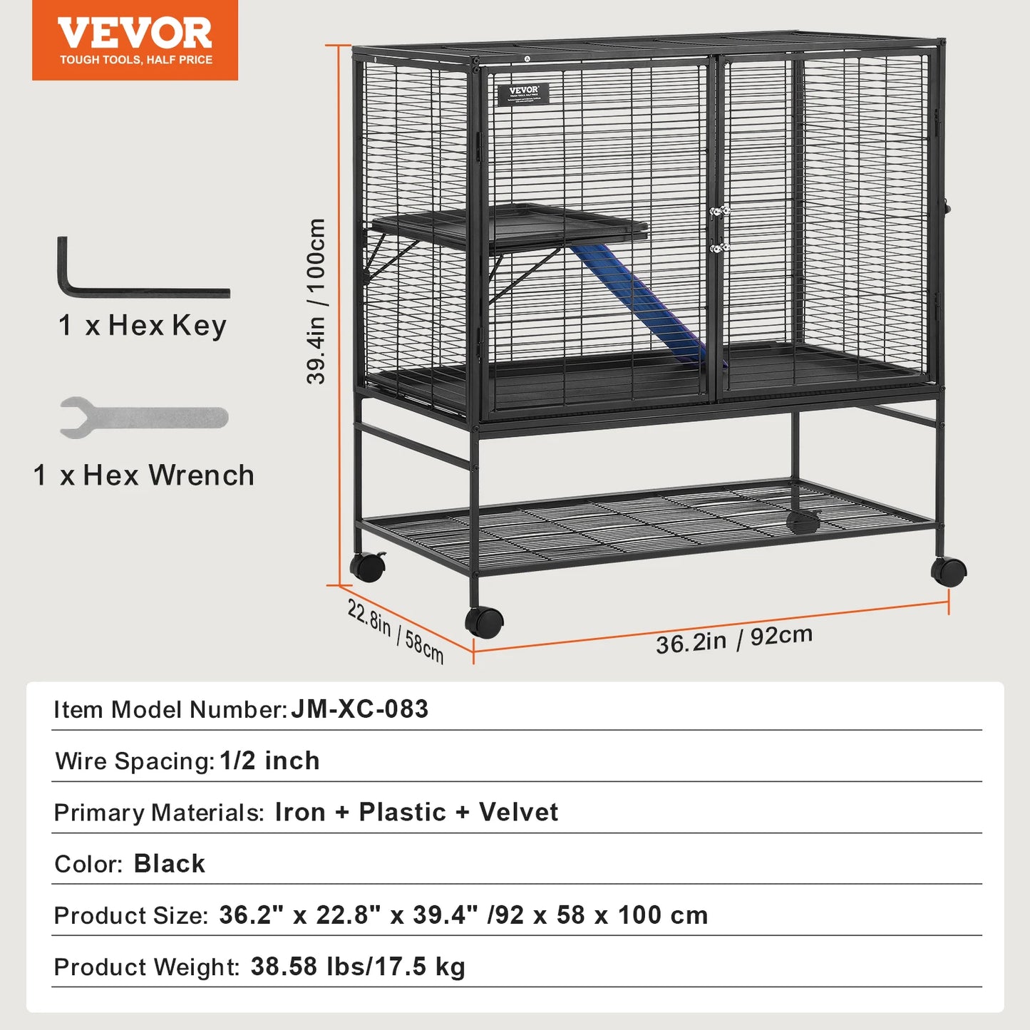 Rolling Metal Ferret Cage Large 4-Tier Critter