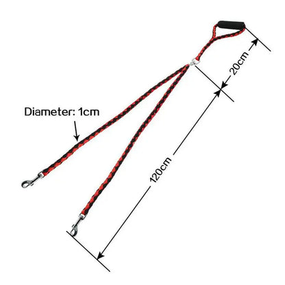 1.4m Pet Double Leash 2 Way Couplers