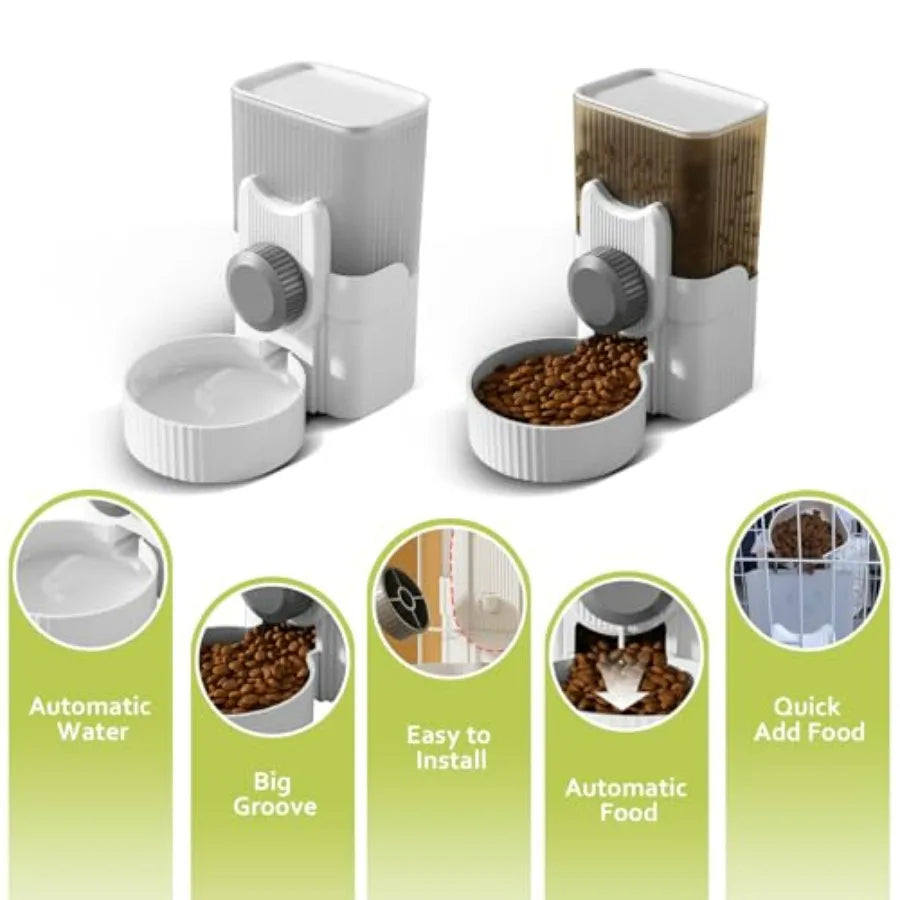 Hanging Cage Automatic Small Pet Food Bowl Water Bottle Dispenser,