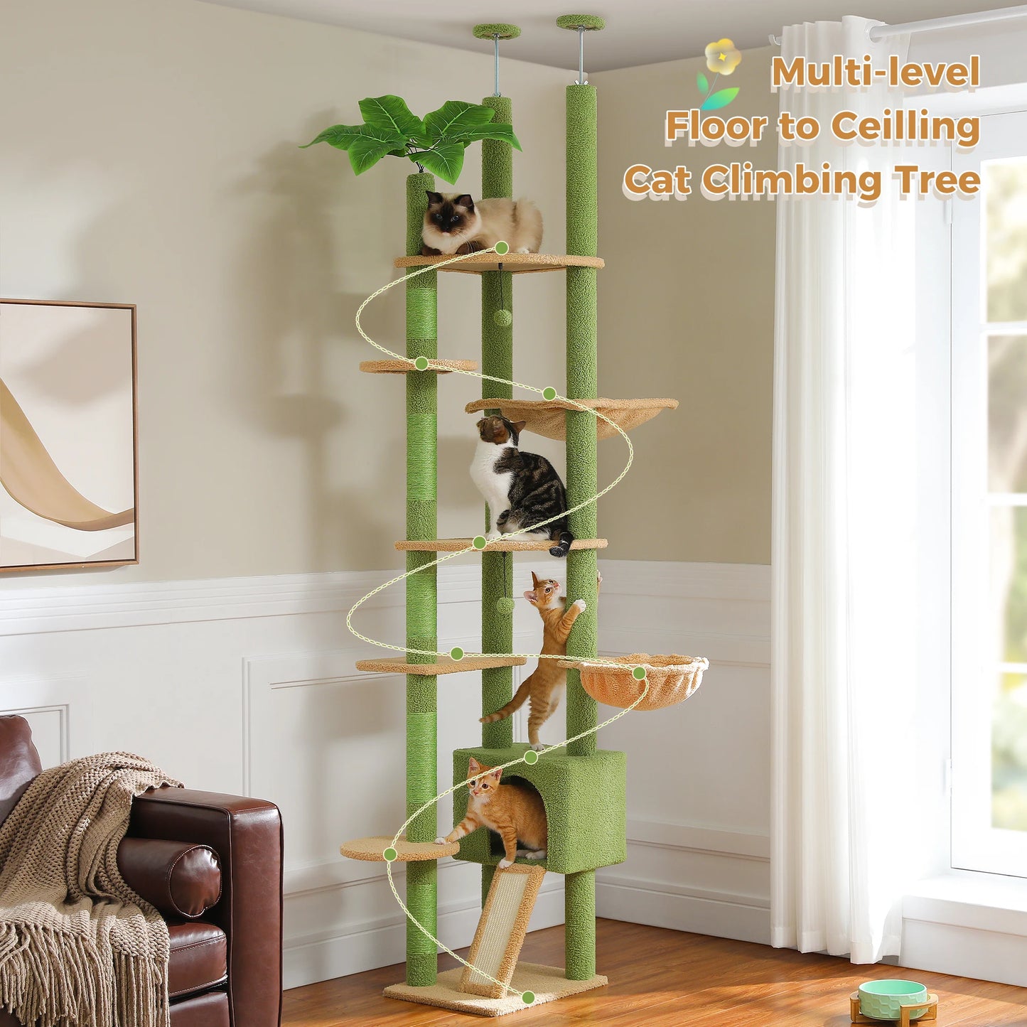 Cactus Cat Tree Floor to Ceiling Cat Tower