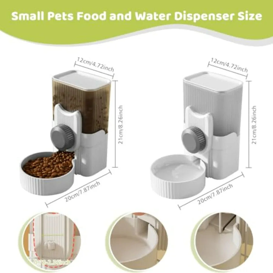 Hanging Cage Automatic Small Pet Food Bowl Water Bottle Dispenser,